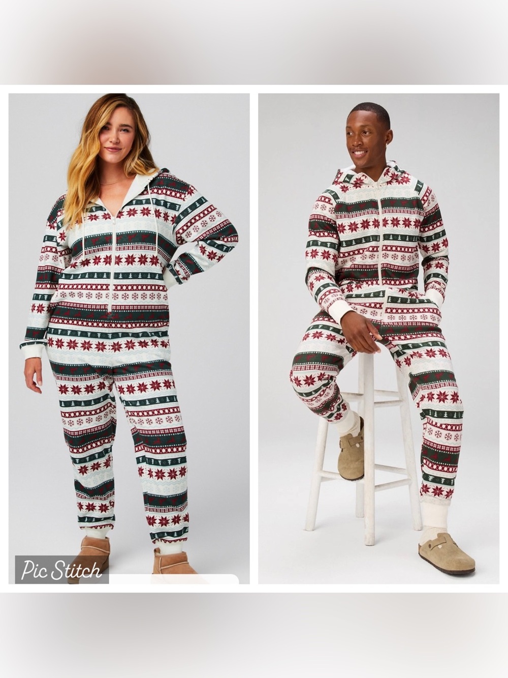 Fabletics cozy fleece hooded onsie Fair Isle Print XXL